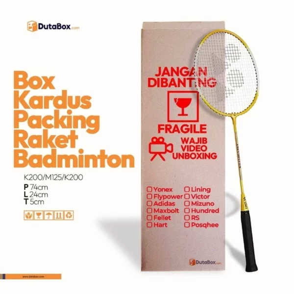 Box Kardus Packing Raket uk 24x5x74 Polos dan Sablon